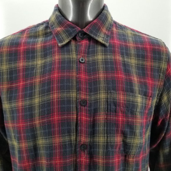 Carbon 2 Cobalt Flannel Shirt Men's Large Orange Multi Color  Plaid Button-Up - Picture 5 of 8